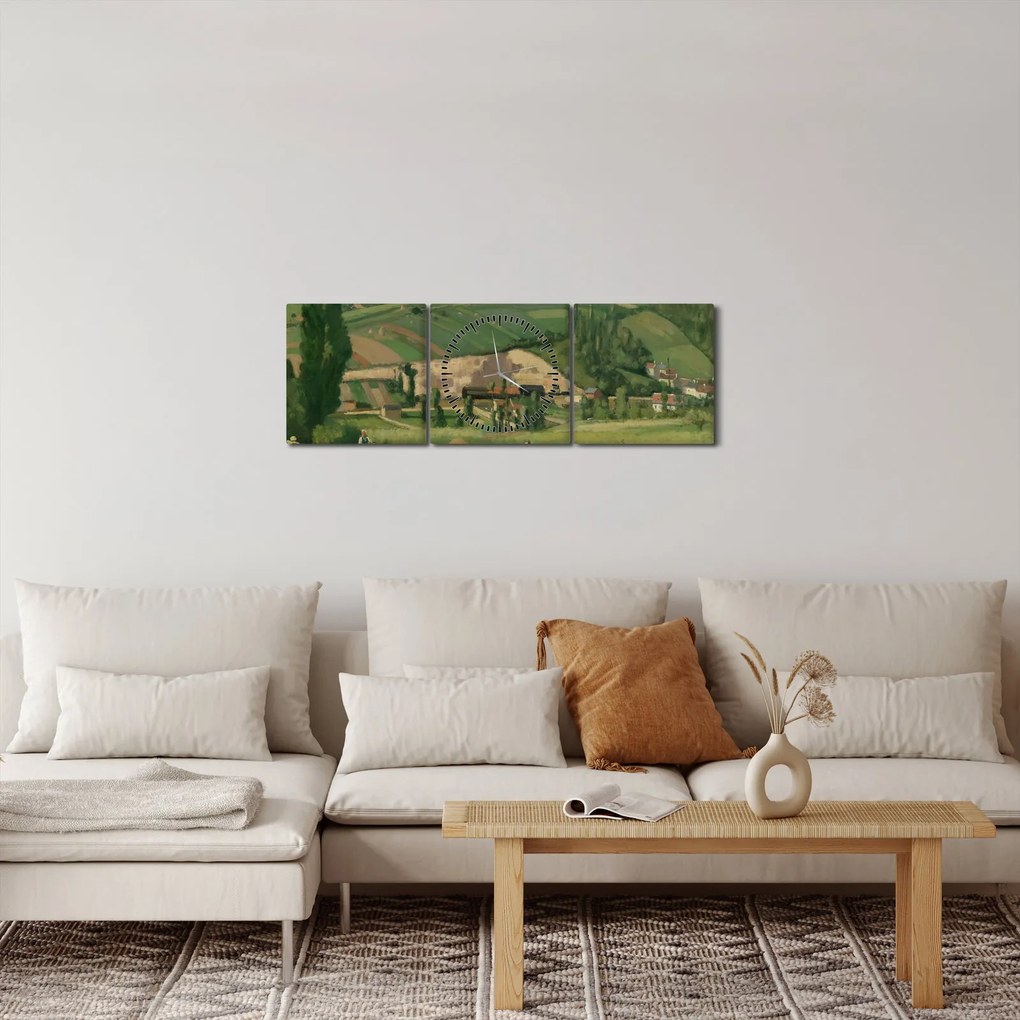 Obraz - Camille Pissarro, Landscape at Les Pâtis, Pontoise, reprodukcje (z zegarem) (90x30 cm)