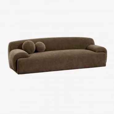 Sofa Trzyosobowa Tapicerowana Shirina Brązowa Sznurkowa Tkanina - Sklum