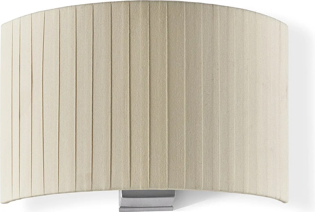 Kinkiet Amsterdam w klasycznym stylu - Wysoko?? 21 cm - wn?trze - stal i satynowany nikiel - be?owy plisowany aba?ur wst?gowy - E27 Ø45 Max. 40W-IP20