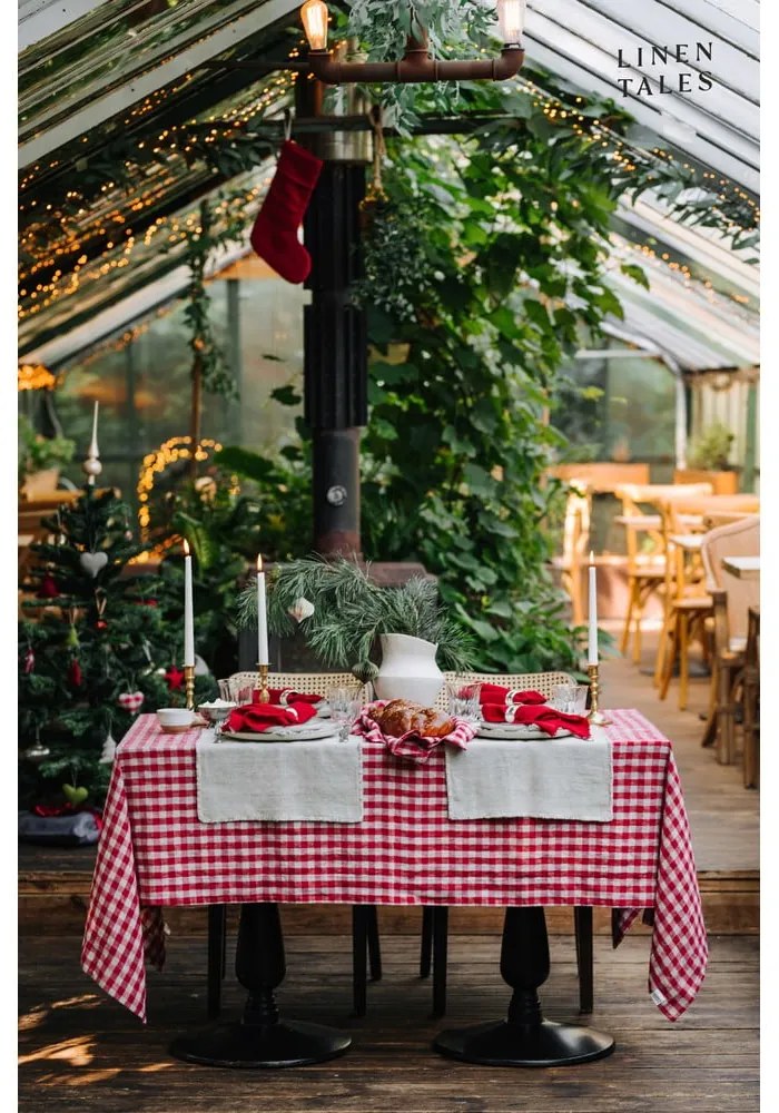 Lniany obrus 140x140 cm Red Gingham – Linen Tales