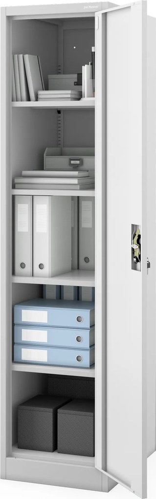 Szafa na akta kartotekowa na klucz szara ALEX D600 450 x 1850 x 600 mm