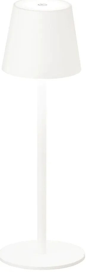 Biała lampa stołowa LED z metalowym kloszem, ściemniaczem i czujnikiem ruchu (wys. 38 cm) Tropea – Fischer &amp; Honsel