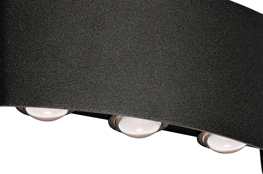 Lampa ścienna zewnętrzna czarna w tym LED 6-świateł IP54 - Silly