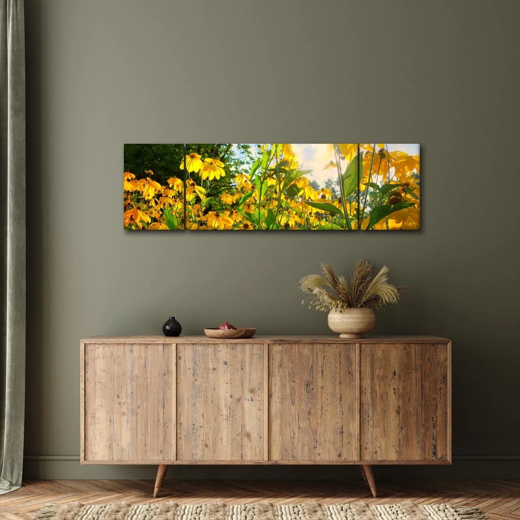 Obraz żółtych kwiatów (170x50 cm)