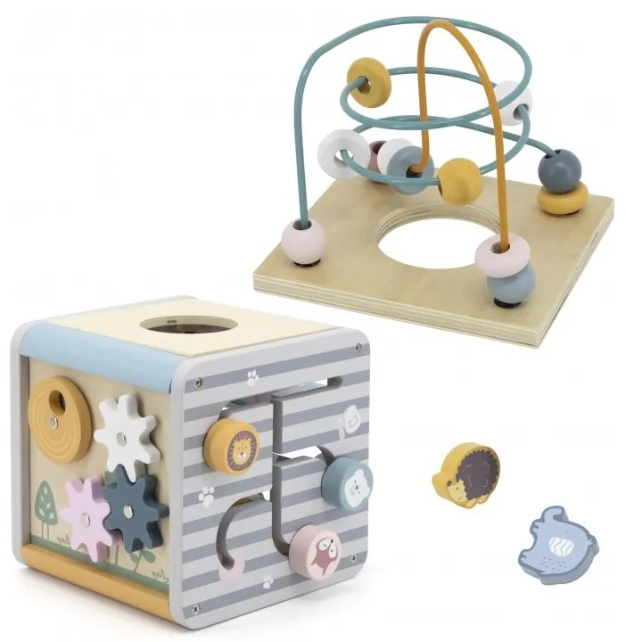 Viga polarb activity box drewniane edukacyjne centrum gier 5w1 kostka