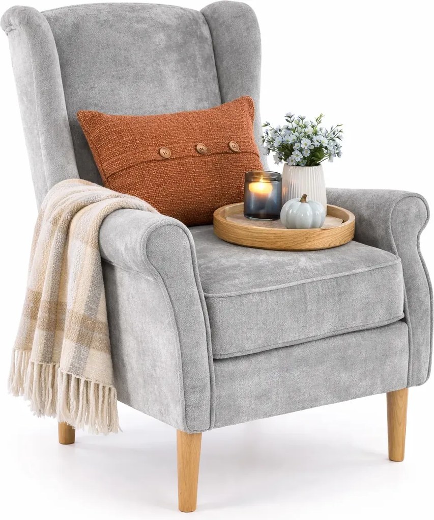 Szary tapicerowany fotel wypoczynkowy  C7-H07