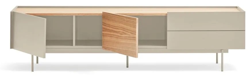 Beżowo-naturalna szafka pod TV w dekorze dębu 180x45 cm Otto – Teulat