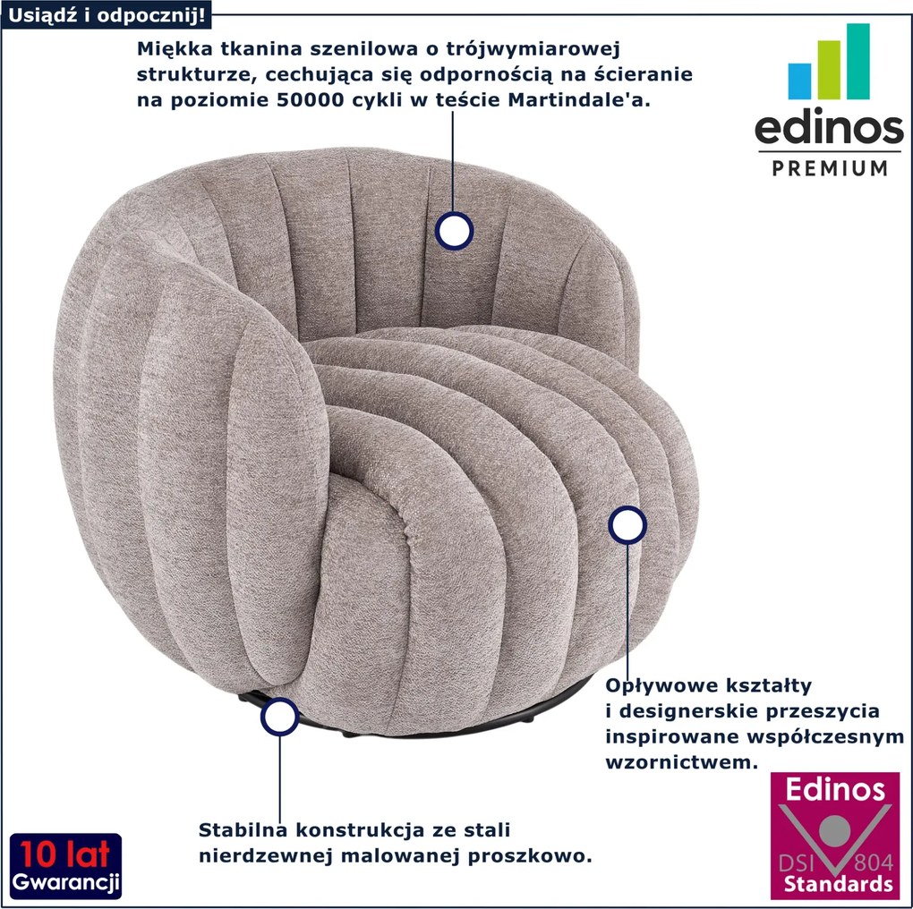 Ciemnobeżowy nowoczesny fotel obrotowy kubełkowy C5-W05
