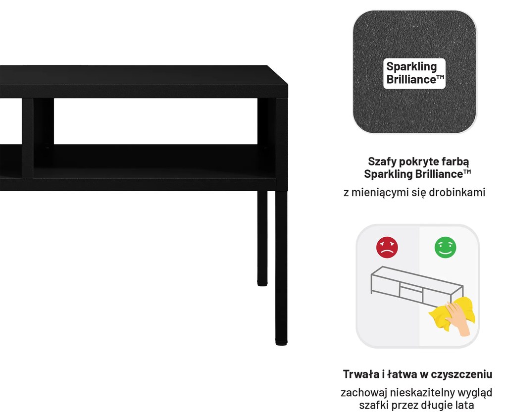 Stolik kawowy prostokątny czarny MATTEO 900 x 450 x 450 mm