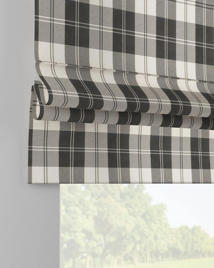 Roleta rzymska Padva kolor czarny tkanina strukturalna, wzorzysta