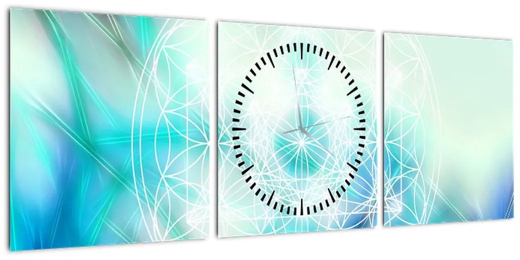 Obraz - Merkaba w turkusowym tle (z zegarem) (90x30 cm)