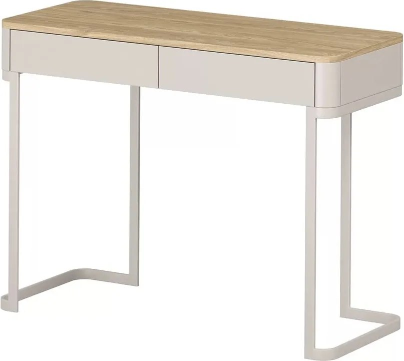 Toaletka Elivo 110 cm z szufladami na stelażu - kaszmir / dąb olejowany