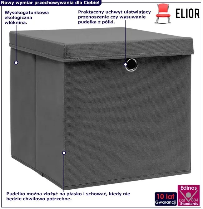 Komplet szary 4 zamykanych pudełek D5-B81