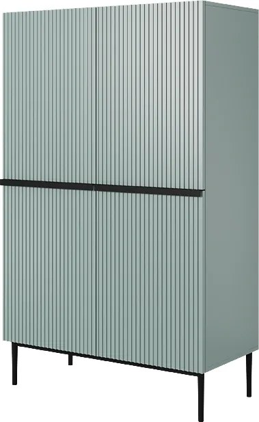 Kredens Nicole z metalowymi uchwytami i nogami 100 cm - szałwia / czarne nóżki - Limitowana oferta