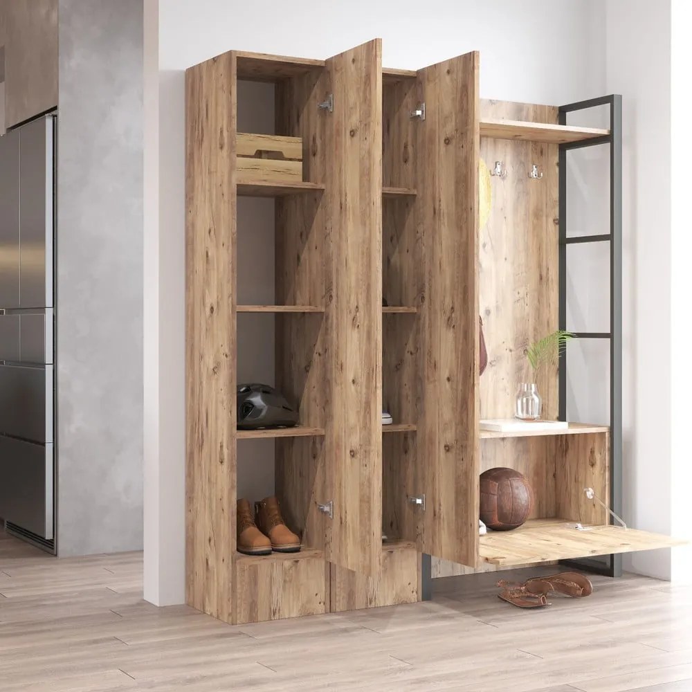 Zestaw do przedpokoju w dekorze sosny Yvette – Kalune Design