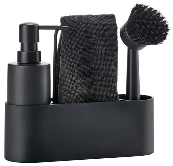 Czarny plastikowy/silikonowy stojak na akcesoria do mycia naczyń Singles – Zone