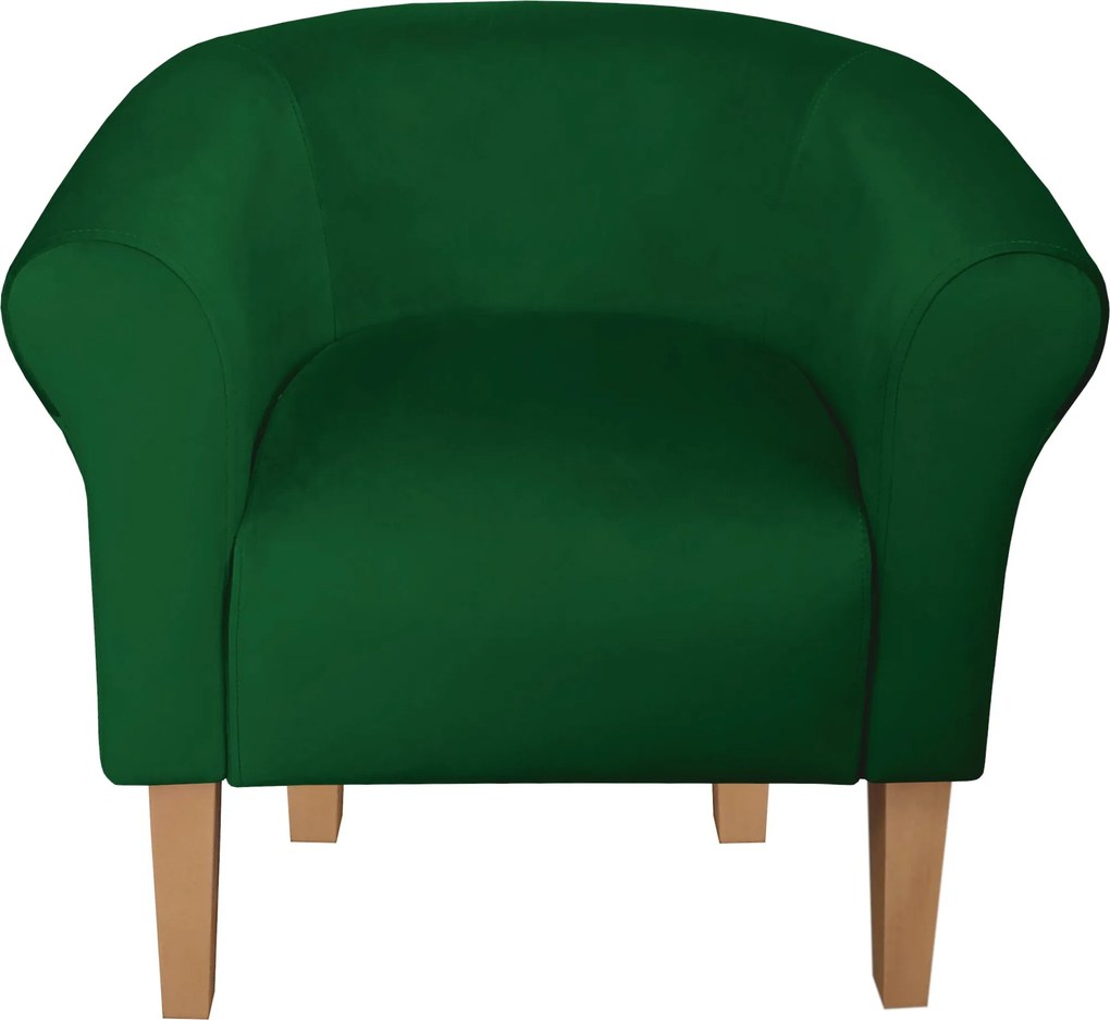 Fotel Milo tkanina Welur wygodny fotel tapicerowany do salonu i sypialni : Kolor nogi - Drewno, Kolor tkaniny - VELVET - MG25, Wysokość nogi - 20 cm