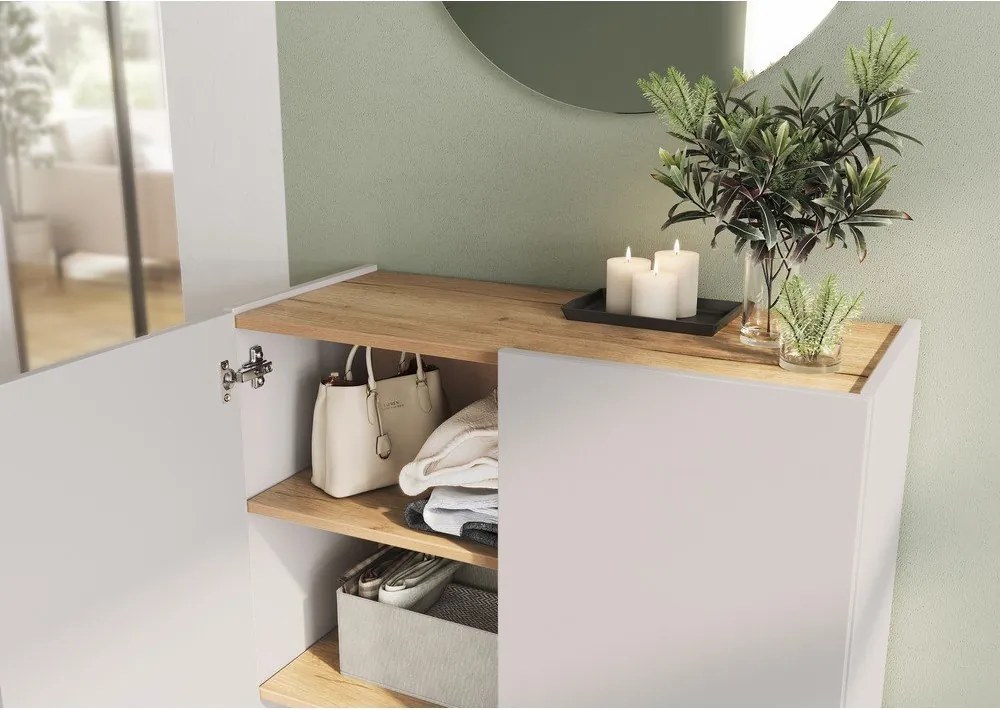 Kremowa szafka w dekorze dębu 74x105x33 cm Alviano – Germania