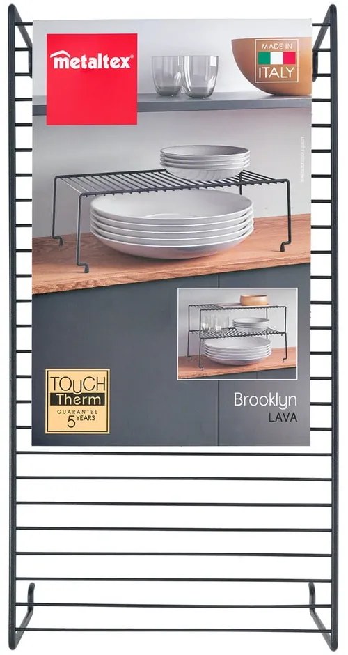 Czarna dodatkowa półka do kuchni Metaltex Brooklyn Lava