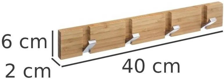 Wieszak do przedpokoju BAMBOO, 4 haczyki