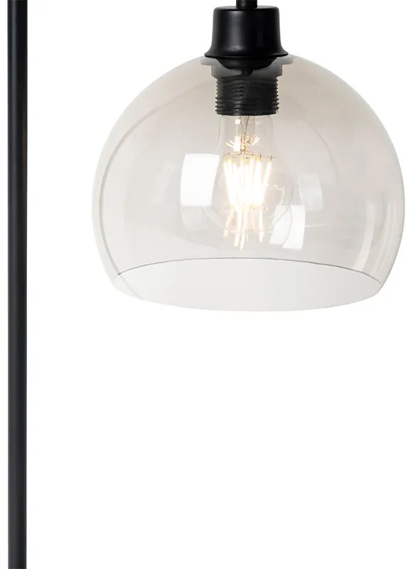 Nowoczesna lampa stołowa czarna z kloszem w kolorze dymu - Maly Nowoczesny Oswietlenie wewnetrzne
