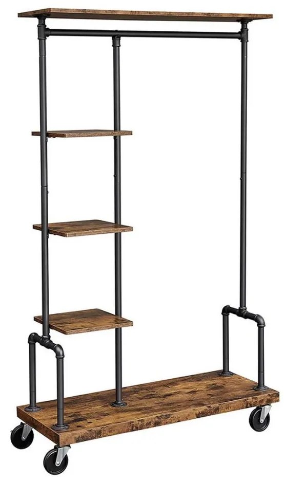 Mobilny wieszak stojący LINEA, brązowy/czarny