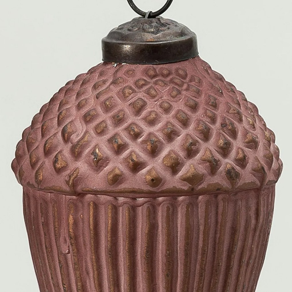 Bombka szklana Acorn Burgundy 7x10 cm