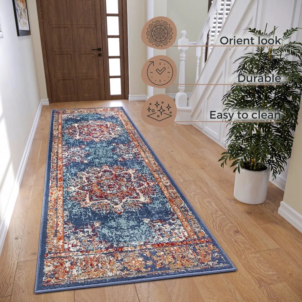 Ciemnoniebieski chodnik 80x240 cm Orient Maderno – Hanse Home