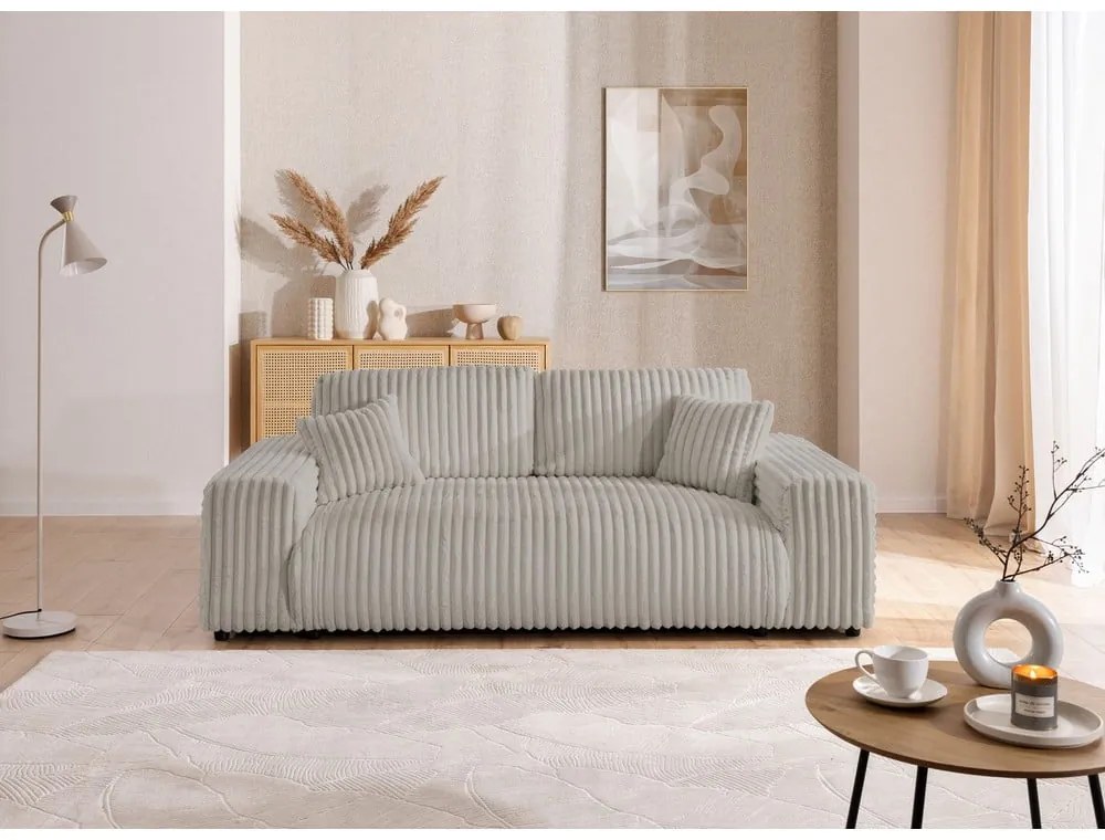 Jasnoszara sztruksowa sofa 213 cm Justin – Ropez