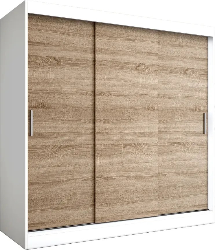 Szafa przesuwna 200 cm biały + dąb sonoma S3-N21