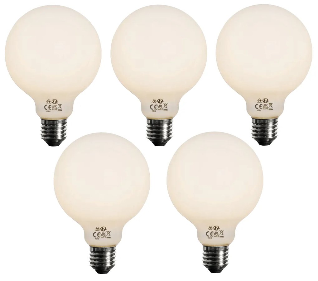 Zestaw 5 ściemnialnych żarówek LED E27 Opal G95 5W 450lm 3000K