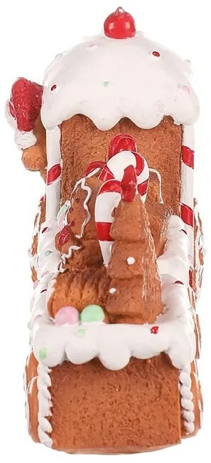 Dekoracja świąteczna Piernikowy pociąg z dwoma wagonikami, poliresin