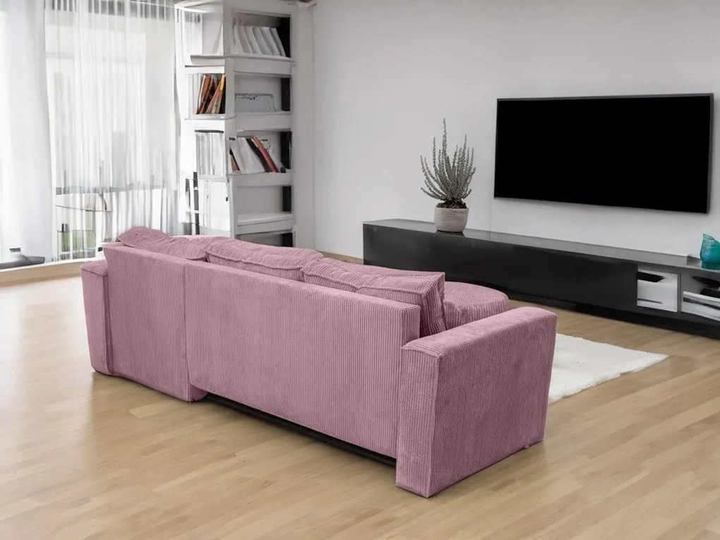 Jasnofioletowa narożna sofa SMART COSARO, dwustronna + 2 poduszki GRATIS