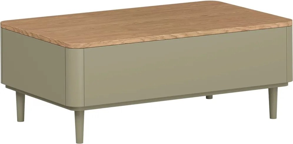 Stolik kawowy Elivo 100 cm z szufladami na nóżkach - eukaliptus / dąb baltic dune