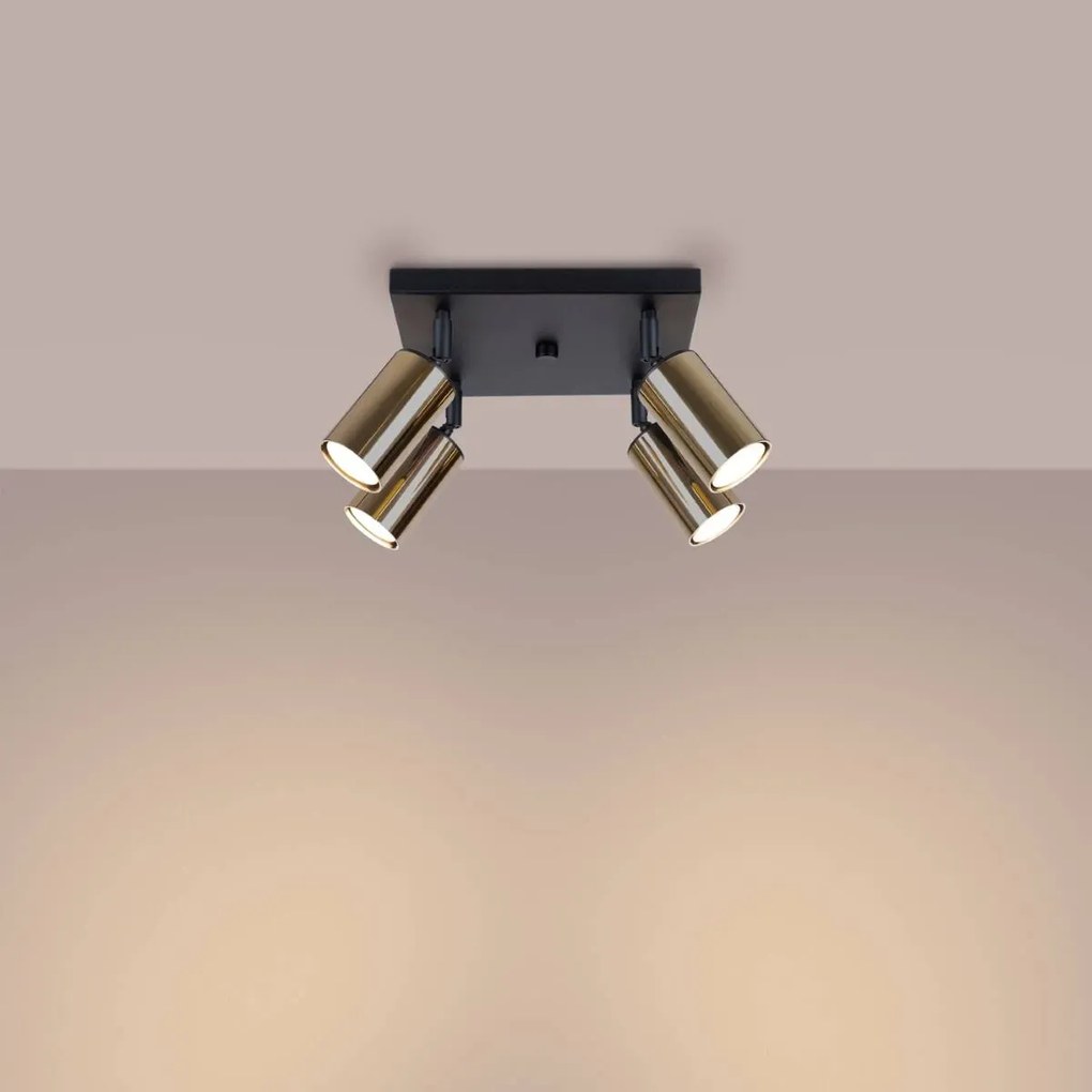 Plafon WINX 4 czarny/złoty SOLLUX LIGHTING