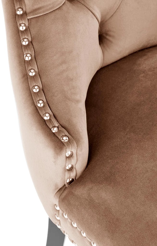 Krzesło tapicerowane czarny/beż welur pikowane kołatka MIYA