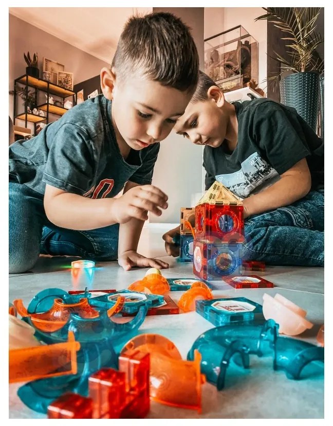 Woopie klocki magnetyczne tor kulkowy świetlny 49 el.