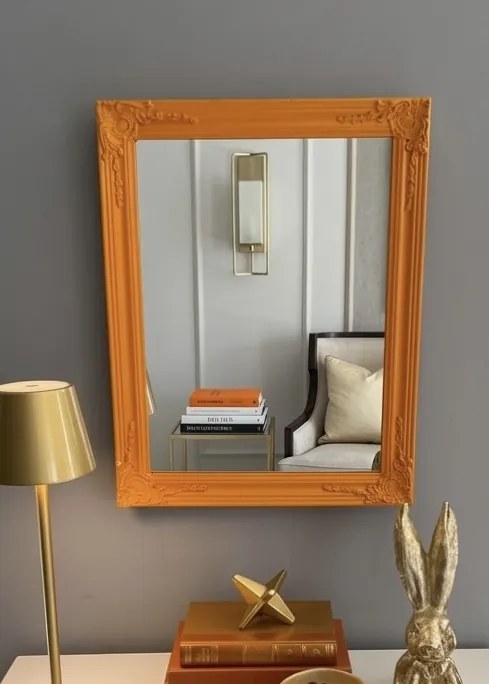 Lustro dekoracyjne Deko Trends 46x36 cm - pomarańczowa ozdobna rama
