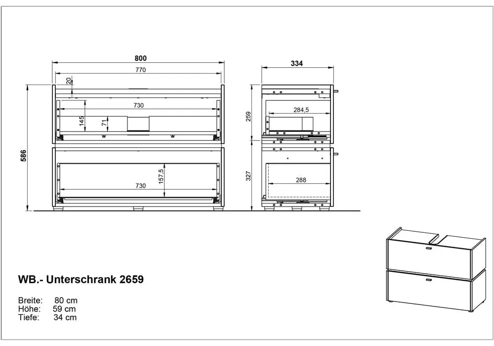 Antracytowa szafka pod umywalkę 80x59 cm Modesto – Germania