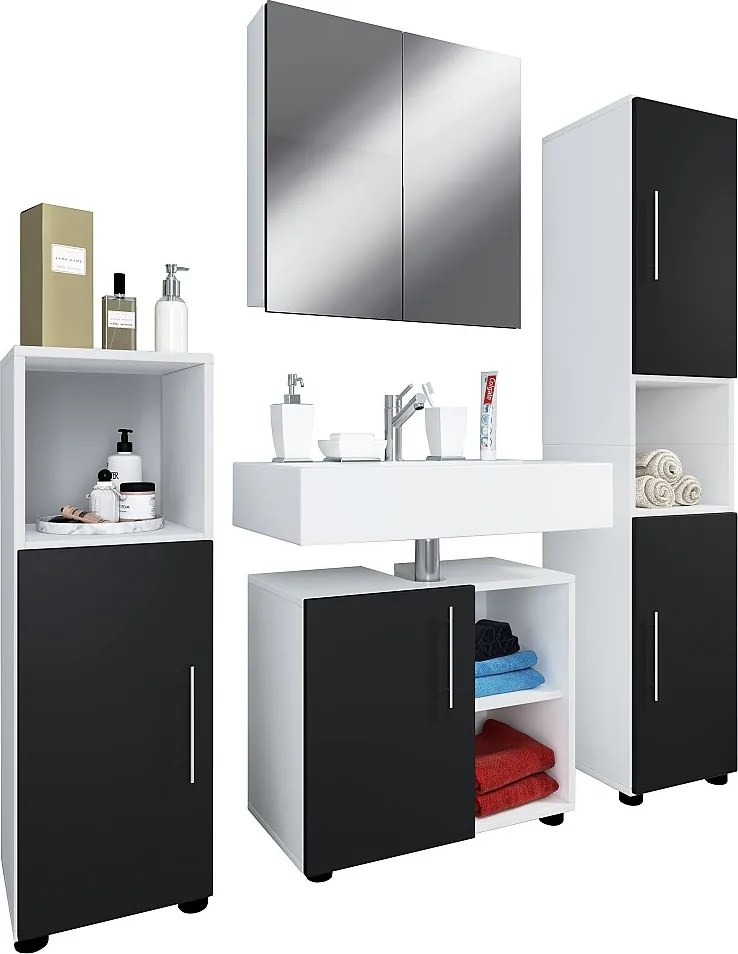 4-częściowy zestaw mebli łazienkowych kompletny Flandu Ill