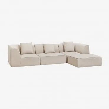 Sofa Modułowy 3-częściowy Z Tapicerowanym Pufem Cardea Szenila Kremowy Beż - Sklum