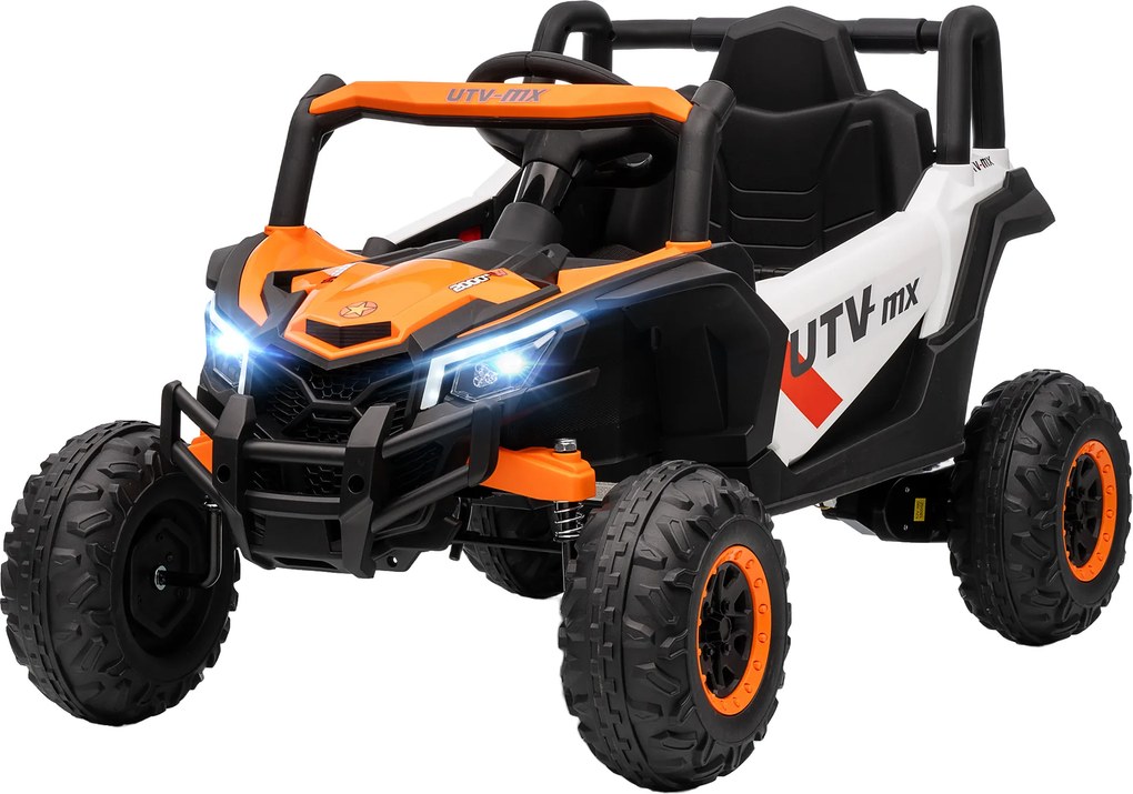 AIYAPLAY Elektryczne auto 12V dla dzieci, z funkcją zdalnego sterowania, pasem bezpieczeństwa, klaksonem, reflektorami LED, portem USB, dla dzieci w wieku 3-5 lat, Pomarańczowe