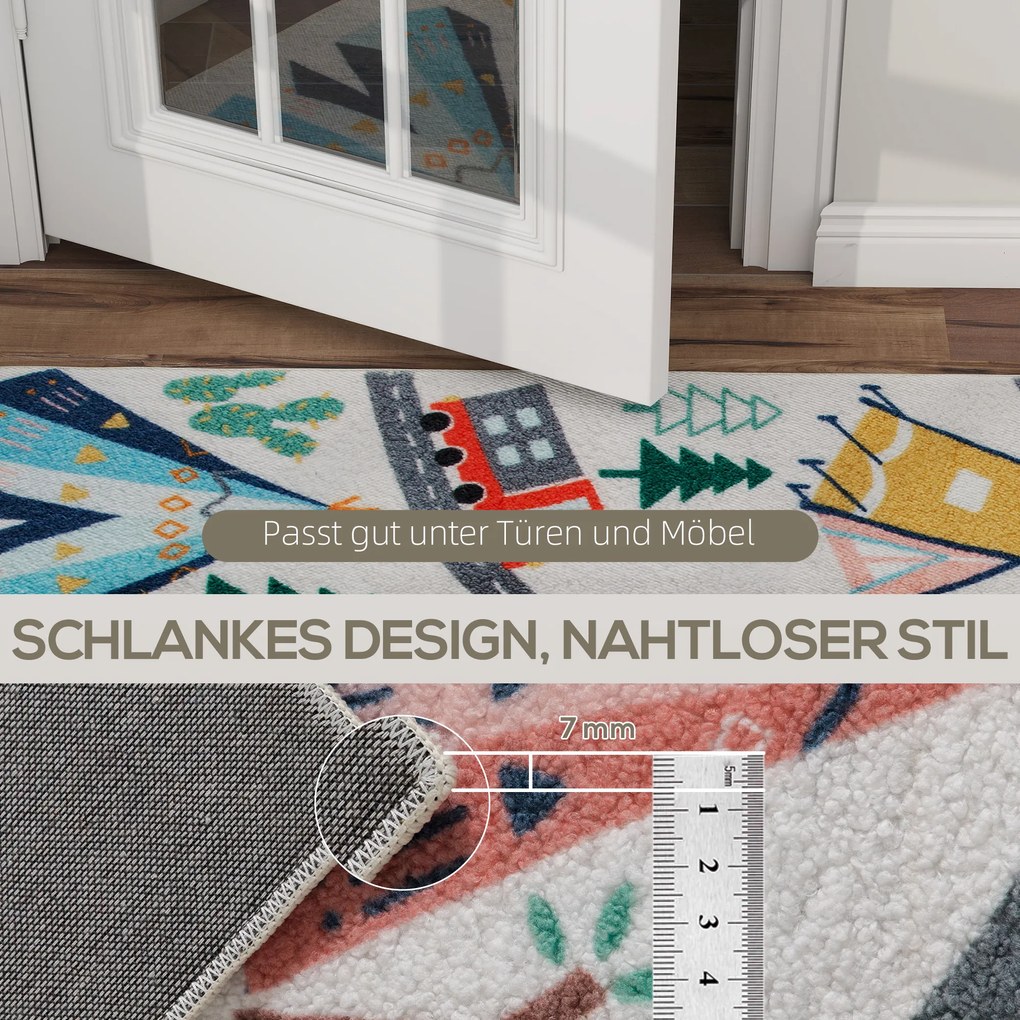 HOMCOM Dywan w Wzór Autostrady, Białe Tło, Miękkie Fleece, Łatwy w Pielęgnacji, Kolorowy