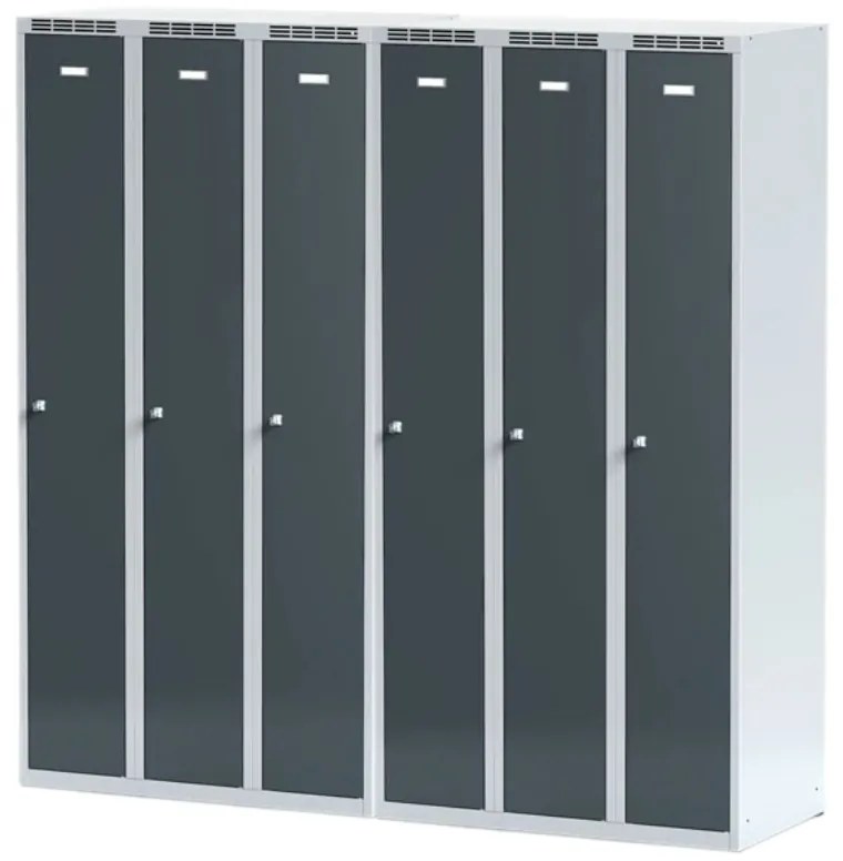 Alfa 3 Metalowa szafka ubraniowa S6, 3-drzwiowa, 1800 x 900 x 500 mm, zamek obrotowy, drzwi pomarańczowe