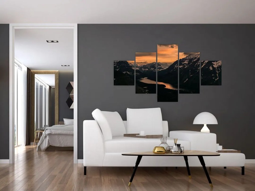 Obraz jeziora między górami (125x70 cm)