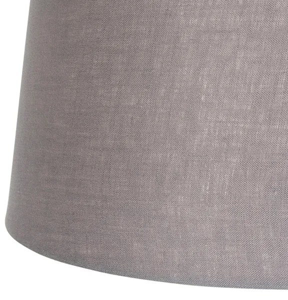 Lampa wisząca czarna z abażurem z lnu ciemnoszary 35 cm - BlitzWiejski/ Rustykalny / Vintage Oswietlenie wewnetrzne
