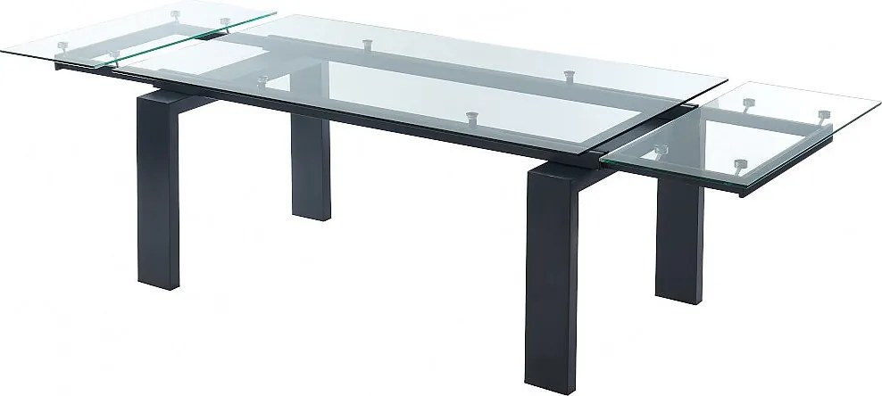 Stół do jadalni rozkładany LUBANA - Szkło hartowane i metal - Dla 8 – 10 osób