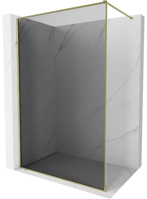 Mexen Kioto-XF ścianka prysznicowa Walk-in z ramką 130 x 202 cm, grafit 10 mm, złota - 800-130-104-50-40-X