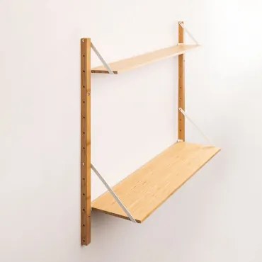Modułowa Półka Ścienna Z Bambusa Kolex Naturalna & Regał 2 Półki 84 Cm - Sklum