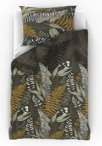 Kvalitex Pościel satynowa Luxury CollectionPaprocie brązowa, 140 x 220 cm, 70 x 90 cm, 140 x 220 cm, 70 x 90 cm